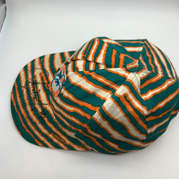 VTG 90s Zubaz Miami Dolphins Retro Logo Zebra Pattern Snapback Hat Autographed - Picture 10 of 16